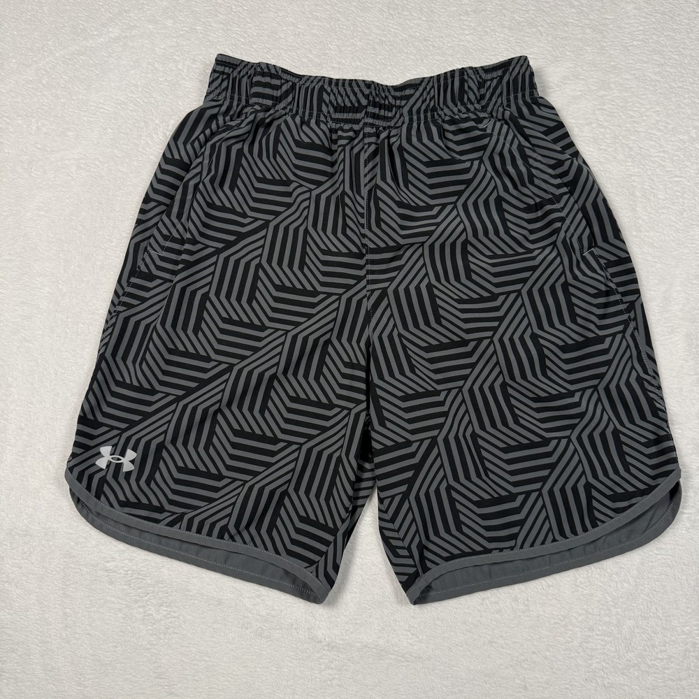 Under Armour Shorts Mens Medium Black 9" Inseam Geometric Training Pockets
